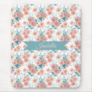 Mousepad Suave Rosa Floral Personalizado Primavera Vintage