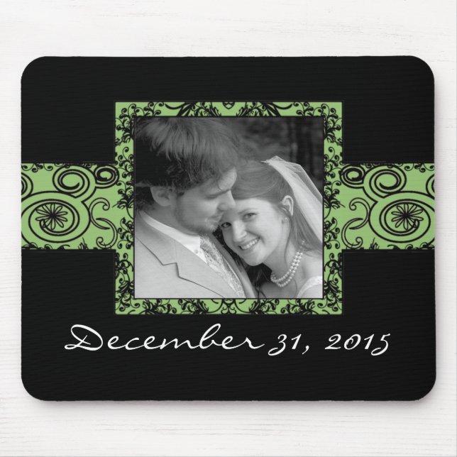 Mousepad Suavimentos Florais Verdes e Pretos (Frente)