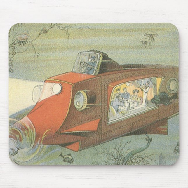 Mousepad Submarino Steampunk de Ficção Científica Vintage n (Frente)