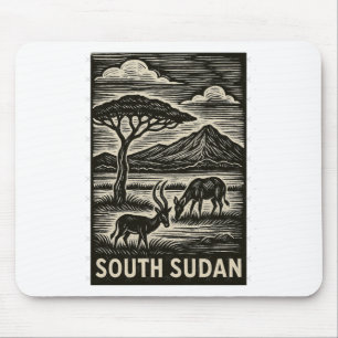 Mousepad Sudão do Sul Linocut Estilo Super Dimensionado