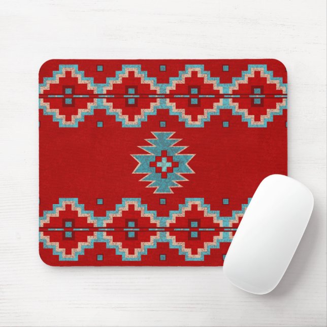 Mousepad Sudoeste Mesas Vermelho e Turquesa (Com mouse)