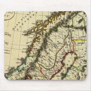 Mousepad Suecia, Dinamarca, Noruega com limites indicados