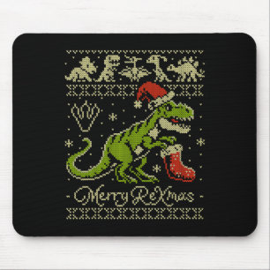 Mousepad Suéter Feio de Natal de Dinossauro - Natal Diverti