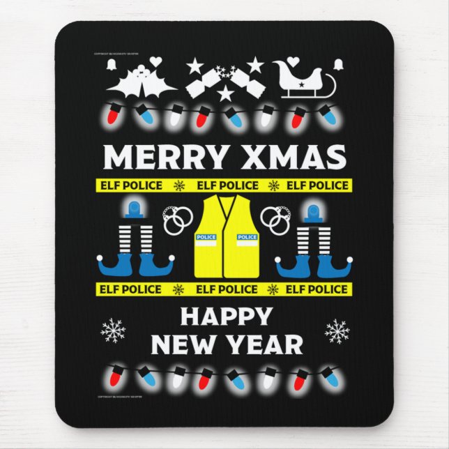 Mousepad suéter feio de xmas policial (Frente)