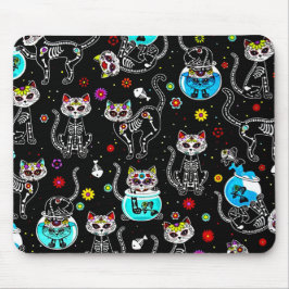 Mousepad Sugar Skull Cat, Dia de los Muertos #16