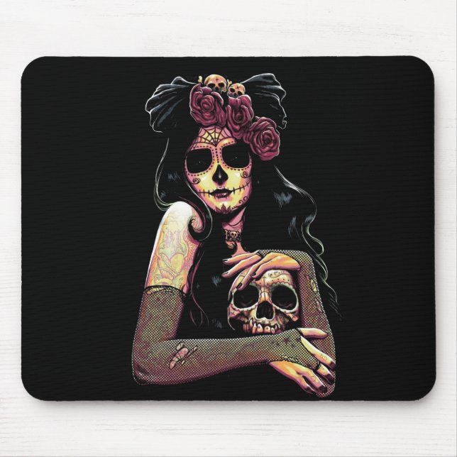 Mousepad Sugar Skull Girl, Dia de los Muertos #11 (Frente)