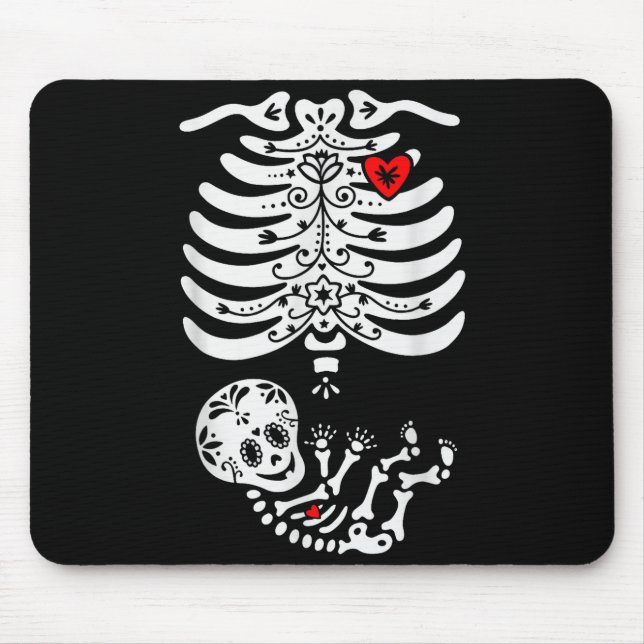 Mousepad Sugar Skull Skeleton Halloween Pregnancy Annouceme (Frente)