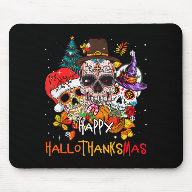 Mousepad Sugar-skull Skeleton Halloween Xmas Happy Hallotha (Frente)