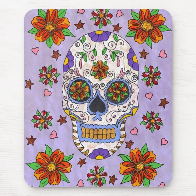 Mousepad Sugar Skull with Marigolds (Frente)