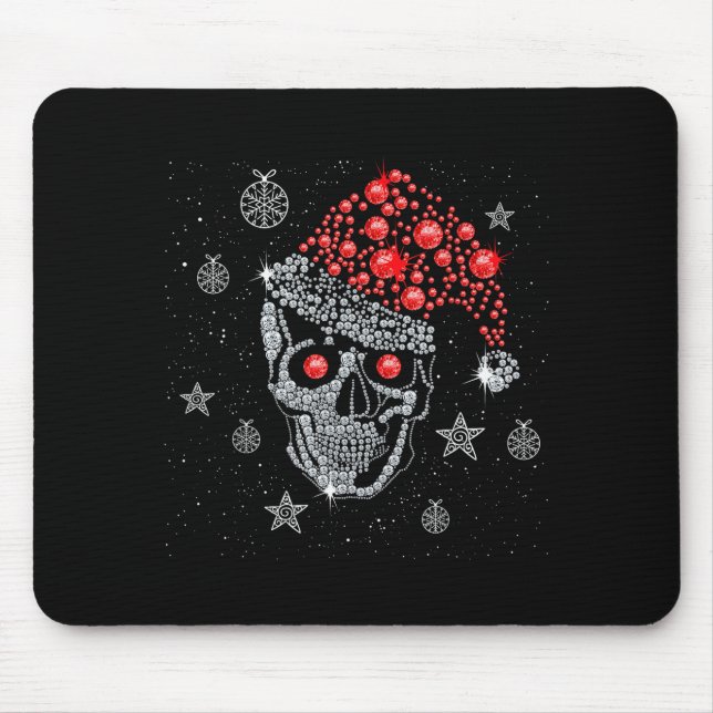 Mousepad Sugar Skull With Santa Hat Tee Christmas Pajama Xm (Frente)
