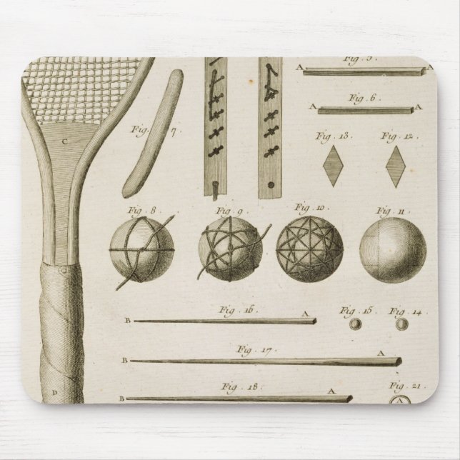 Mousepad Sugestões das raquetes e do bilhar de tênis, 'do (Frente)