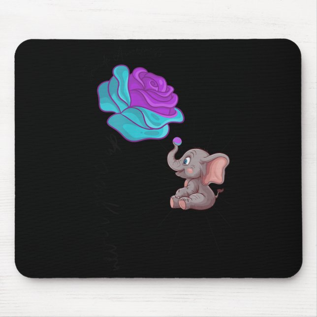 Mousepad Suicide Awareness Flower Elephant Ribbon Graphic  (Frente)