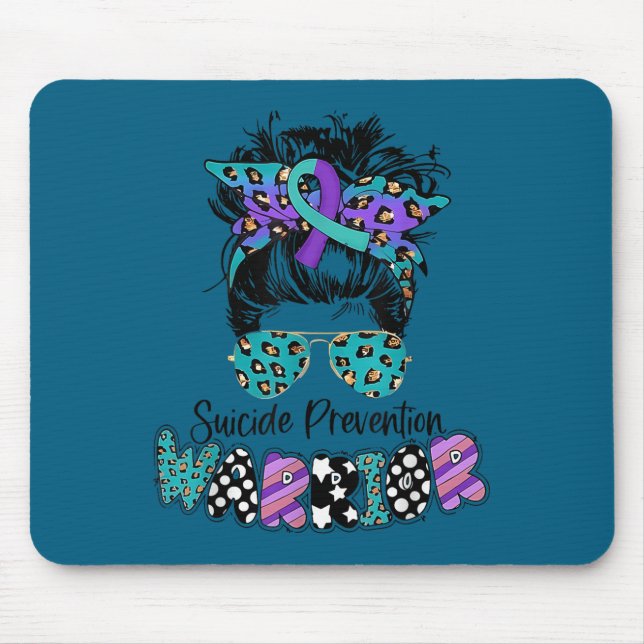 Mousepad Suicide Awareness Shirt Messy Bun Hair Suicide Pre (Frente)