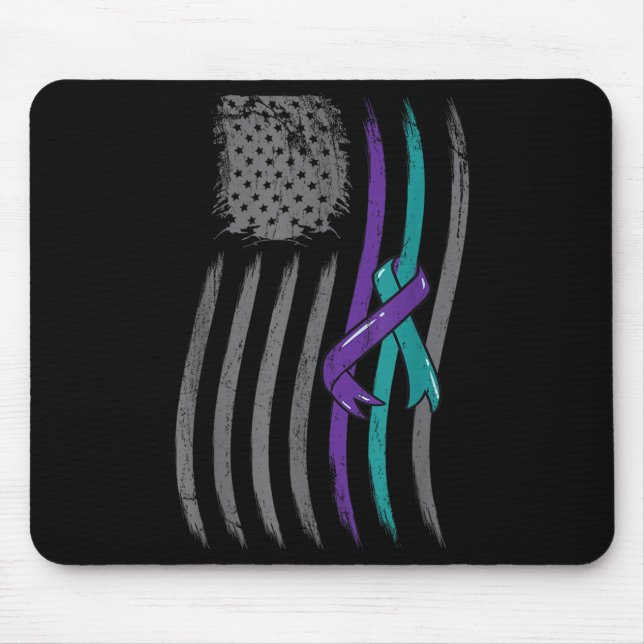 Mousepad Suicide Prevention American Flag Purple Awareness  (Frente)