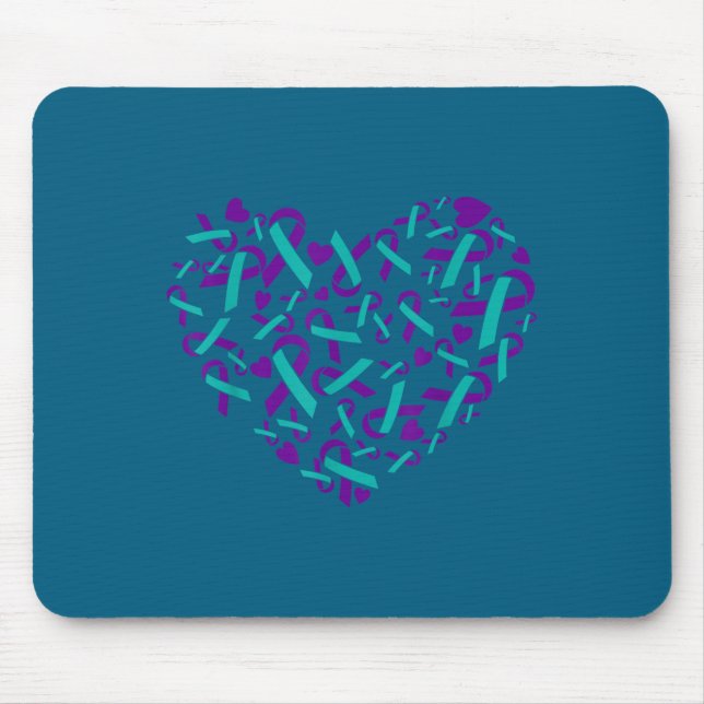 Mousepad Suicide Prevention Awareness Teal &amp; Purple Rib (Frente)
