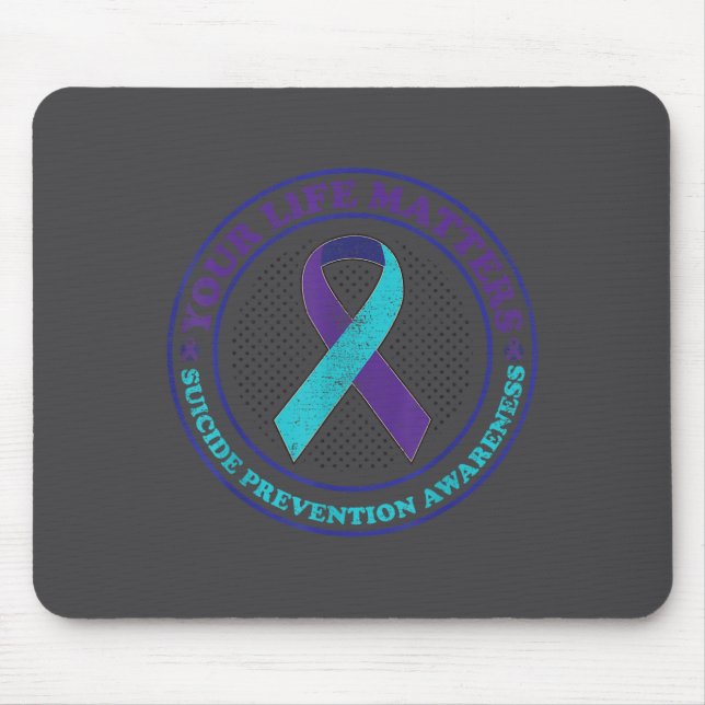 Mousepad Suicide Prevention Awareness Teal &amp; Purple Rib (Frente)