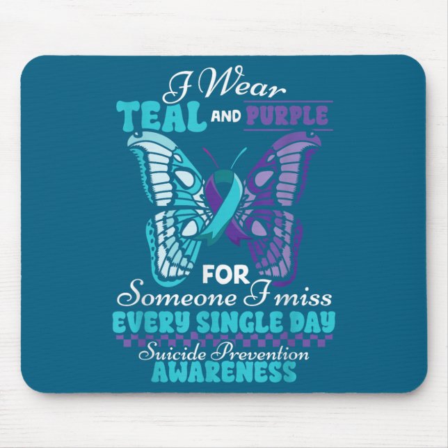 Mousepad Suicide Prevention Wear Teal Purple Someone I Miss (Frente)