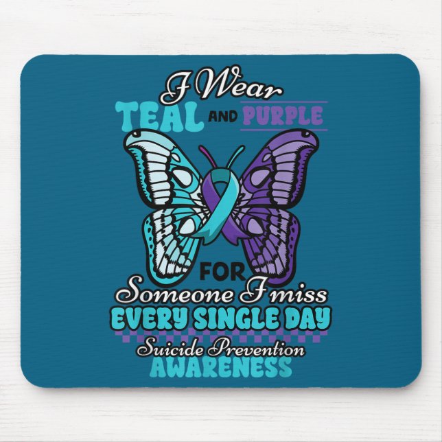 Mousepad Suicide Prevention Wear Teal Purple Someone I Miss (Frente)