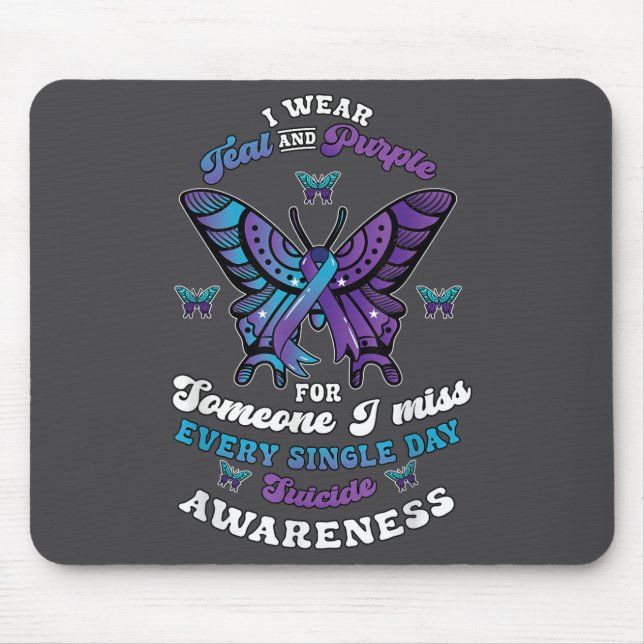 Mousepad Suicide Prevention Wear Teal Purple Someone I Miss (Frente)