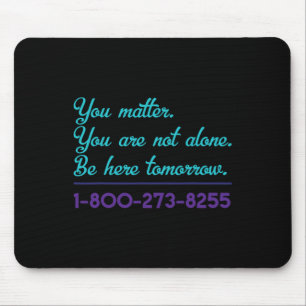 Mousepad Suicídio Linha direta 1-800-273-8255 Sensibilizaçã
