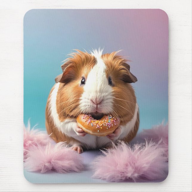 Mousepad Suíno-guincho-branca com gradiente de Pastel-Rosqu (Frente)