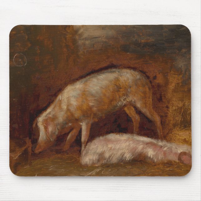 Mousepad Suínos numa Arte Animal Estável (Frente)