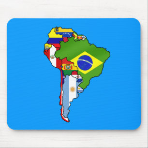 Mousepad Sul - bandeiras americanas do mapa de Ámérica do