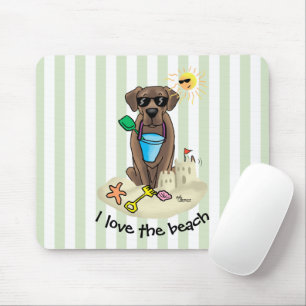 Mousepad Summer Beach Chocolate Lab Cão Labrador Retriever