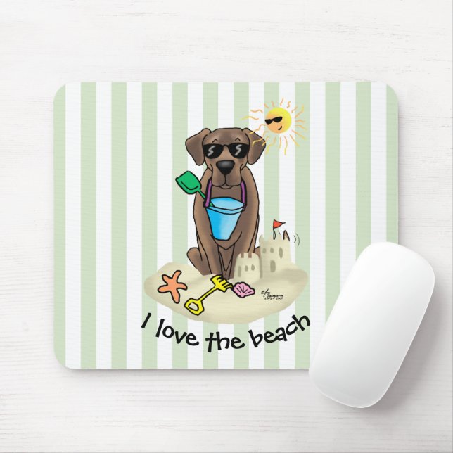 Mousepad Summer Beach Chocolate Lab Cão Labrador Retriever (Com mouse)