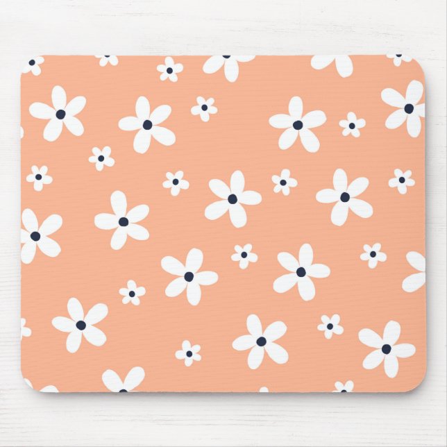 Mousepad Summer Boho White Daisy Flowers (Frente)