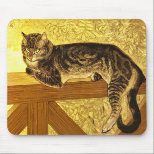 Mousepad Summer- Cat em uma Balustrade por Theophile Steinl