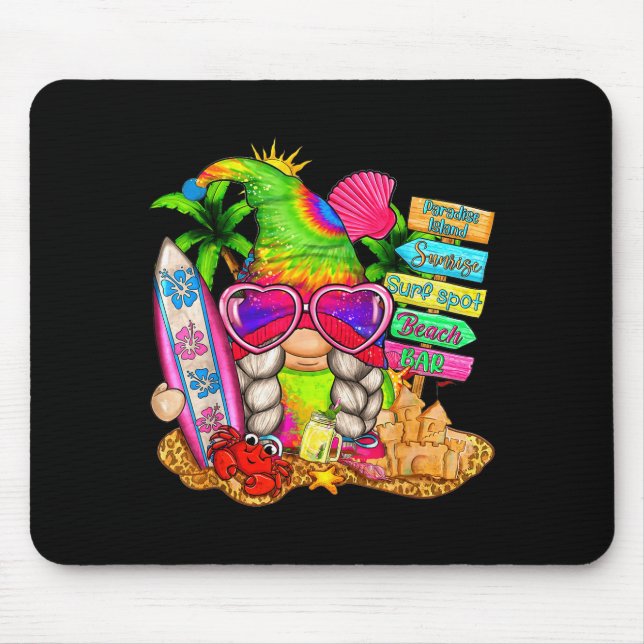Mousepad Summer Vibes Gnomes Beach Party Cute Gnome Hello S (Frente)