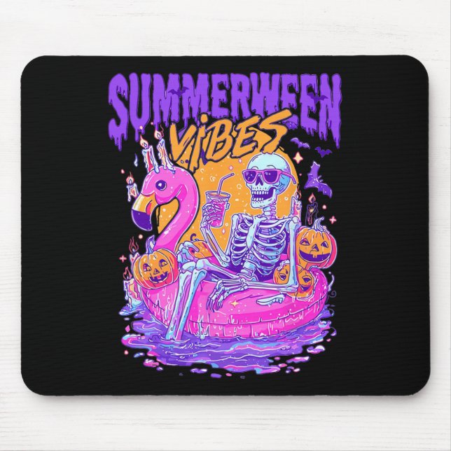 Mousepad Summerween Skeleton Spooky Summer Beach Skelly Hal (Frente)