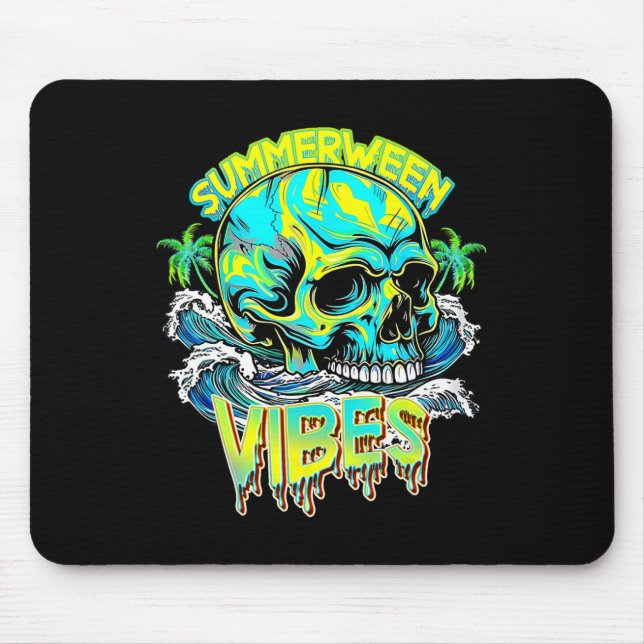 Mousepad Summerween Vibes Skull Horror Beach Hello Summer B (Frente)