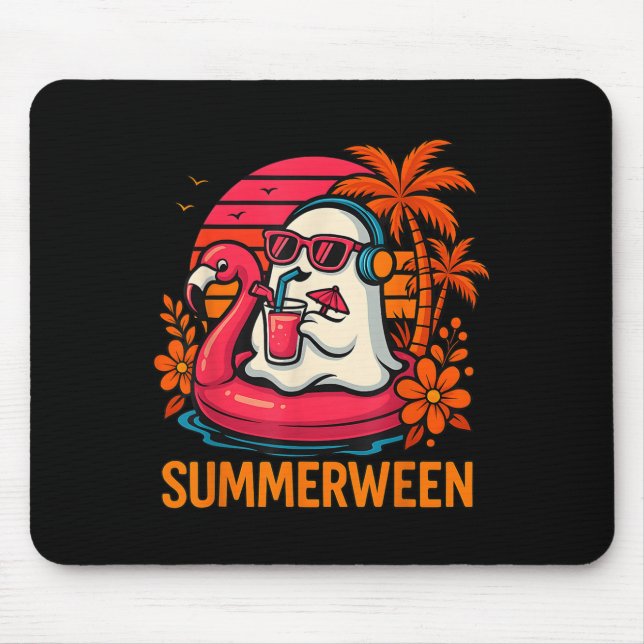 Mousepad Summerwin Funny Ghost Halloween Summer Flamingo B (Frente)