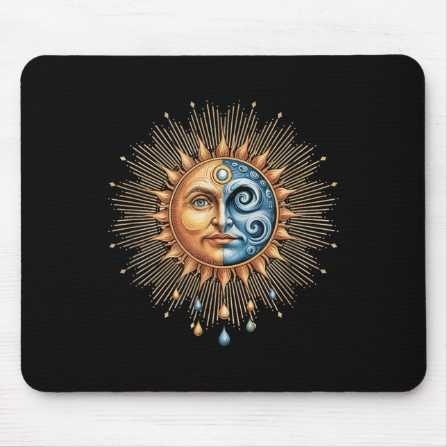 Mousepad Sun And Moon Celestial Boho Mystical Hipe 90s  (Frente)
