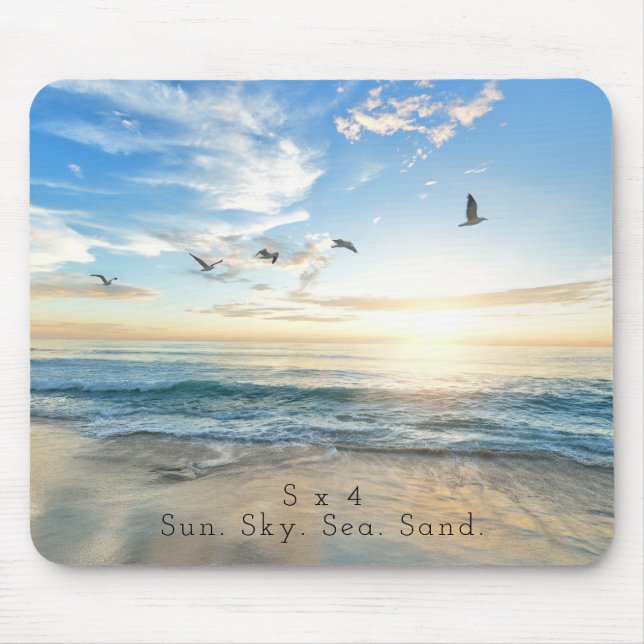 Mousepad Sun. Céu. Mar. Areia. Cena da praia (Frente)