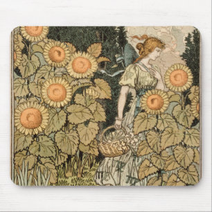 Mousepad Sunflower Art Nouveau Garden Grasset Woman