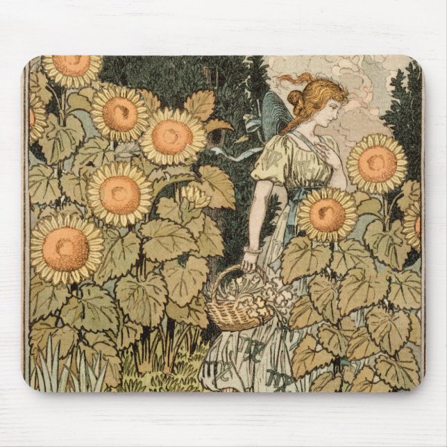 Mousepad Sunflower Art Nouveau Garden Grasset Woman (Frente)