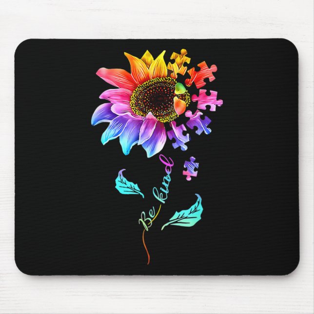 Mousepad Sunflower Be Kind Quebra-cabeça Piece Autismo Sens (Frente)