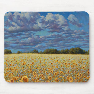 Mousepad Sunflower Meadow Art Cloudy Sky