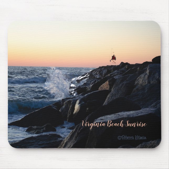 Mousepad Sunrise na praia de Jetty - Virgínia julho de 2024 (Frente)