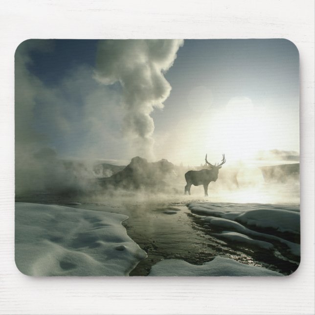 Mousepad Sunrise Silhouette de Elk no Castelo Geyser (Frente)