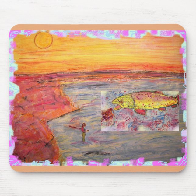 Mousepad sunset de pesca de mosca (Frente)