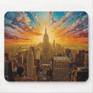 Mousepad Sunset do ouro sobre Skyline Nova Iorque