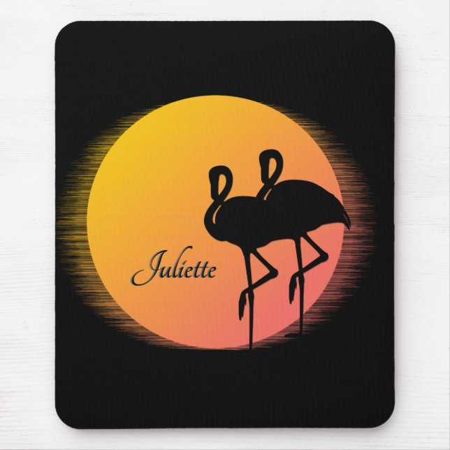 Mousepad Sunset Flamingos Pessoal com Nome (Frente)