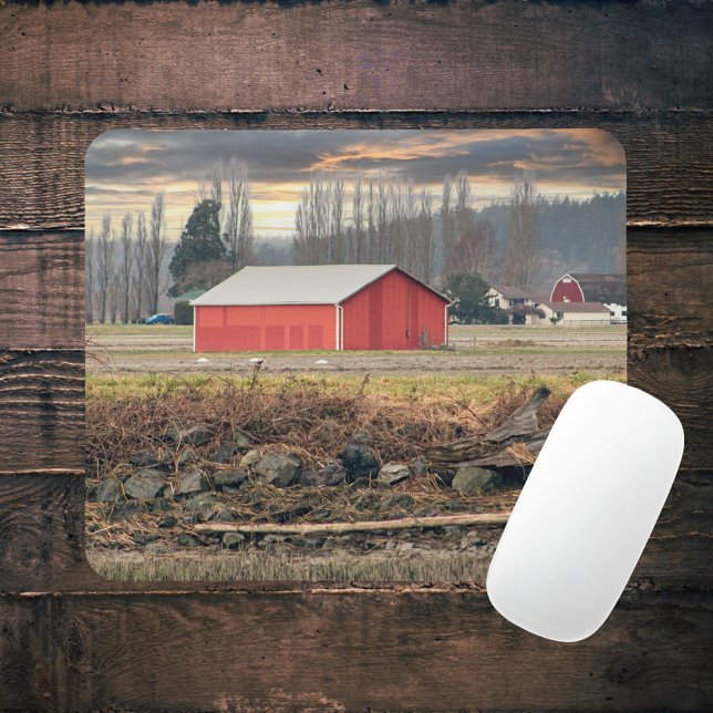 Mousepad Sunset na Red Barn na Fazenda de Fir Island (Criador carregado)