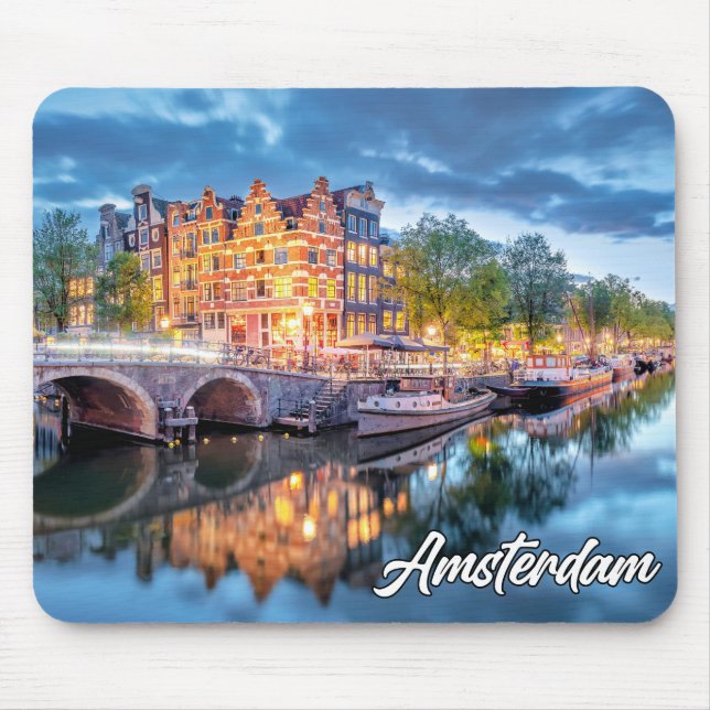 Mousepad Sunset Over Amsterdam, Países Baixos (Frente)