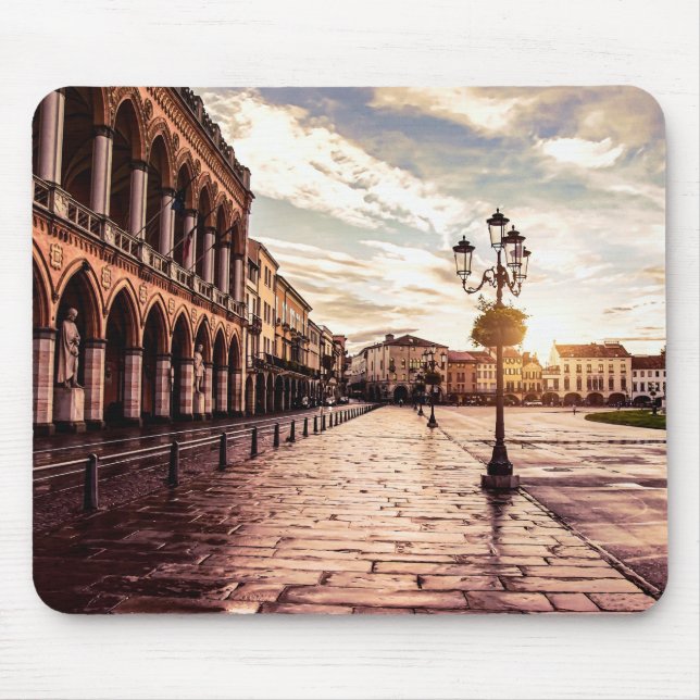 Mousepad Sunset over quadrado em Padova, Itália (Frente)
