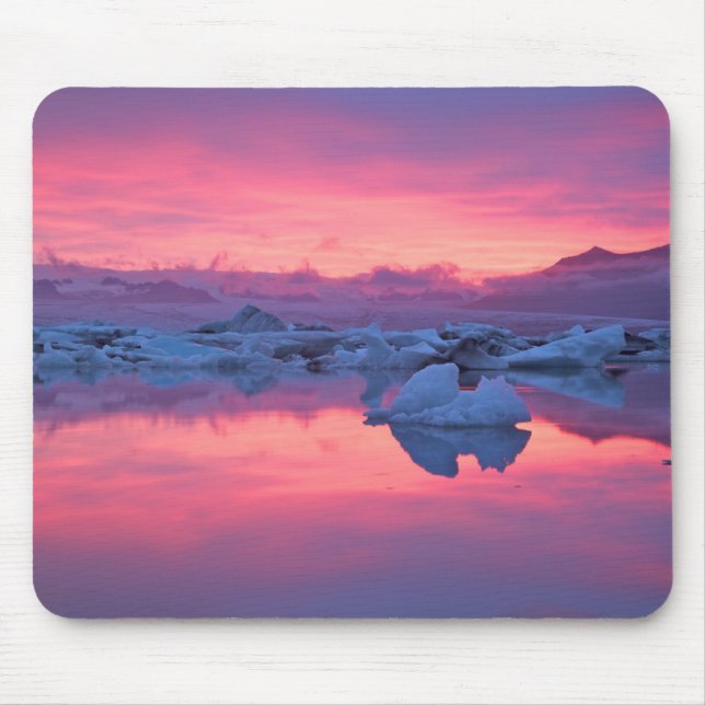 Mousepad Sunset Sobre A Lagoa Glacier De Jokulsarlon (Frente)